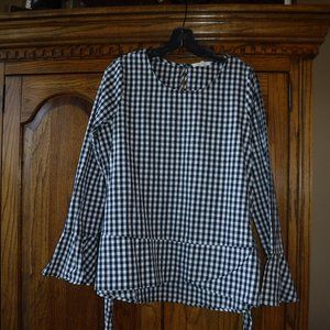 Pleione blk/white plaid blouse
